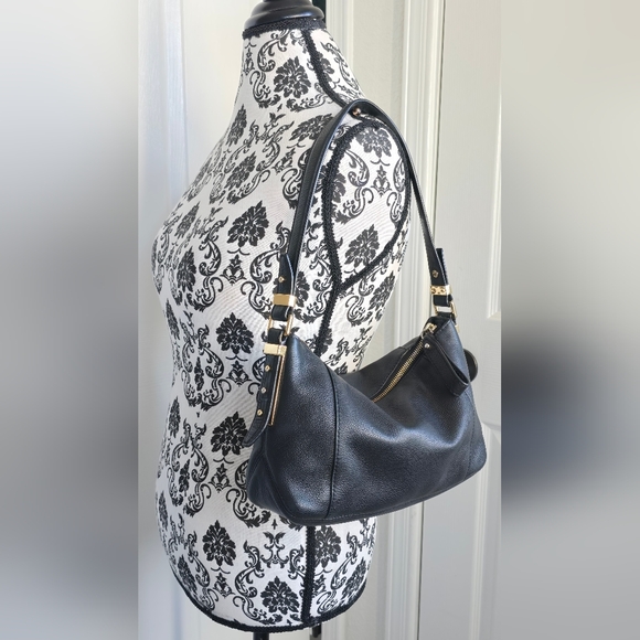 Michael Kors Black Pebbled Leather Shoulder Hobo Bag - Picture 1 of 14